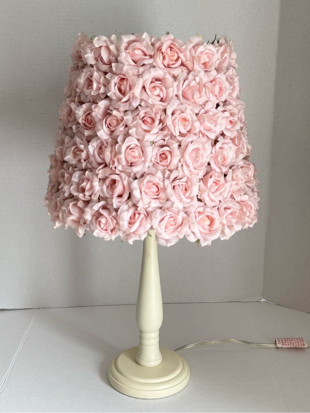 Pottery Barn Kids Rose Lamp Shade & Wooden Base Girl Nursery Room - Picture 3 of 16